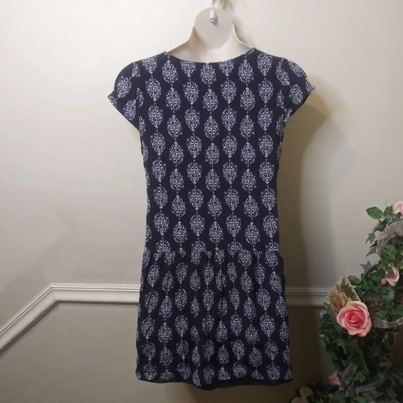 Garnet Hill Navy & White Floral Print Summer Day Dress - Picture 8 of 9